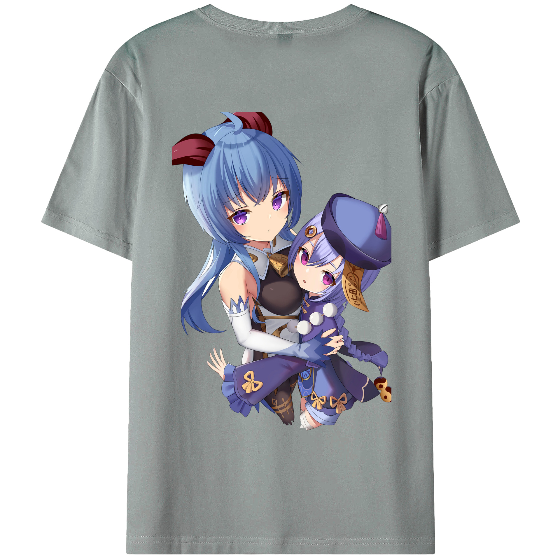 げんし神 甘雨 かんう genshin Ganyu 綿100％ メンズ半袖Tシャツ（バックプリント） 通気性